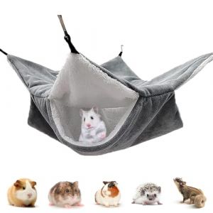 PacuM Hamac Cochon d'Inde Cousu Main 34CM x 34CM Cage Furet Réglable Librement pour Repos Jeu Sieste Cabane Lapin Conception Antidérapante pour Lapin Hamster Cochon d'Inde (Gris) (XUANDING, neuf)