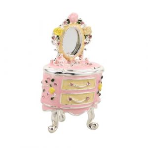 FONDOTIN Bo&icirc;te &agrave; Bijoux Vintage M&eacute;tal &Eacute;maill&eacute; avec Miroir Organisateur Compact pour Bagues Boucles Doreilles et Colliers Design Commode Victorien Coffret (KIOONG, neuf)