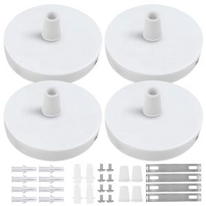 MEGYAD Lot de 4 baldaquin de plafond blanc : 80 x 25 mm baldaquin lampe cache câble plafond blanc boîte de montage en saillie cache-câble plafond rosace de plafond baldaquin de lampe pour montage de (BAOBAOBAOB, neuf)