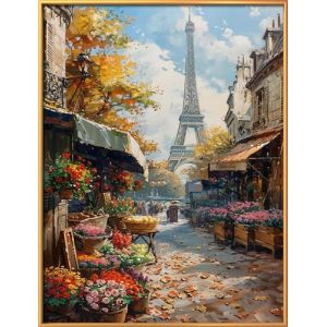 Kit de broderie au point de croix 11CT estampillé à faire soi-même, gamme complète de kits de dé marrage pour débutants pré-imprimés - Les rues de Paris 40x53cm (Leihai Trade, neuf)
