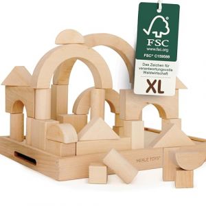 Merle Toys&reg; Jeu de Construction en Bois Naturels, 30 Pi&egrave;ces, Jeu Montessori Grands Blocs en Bois pour Constructions Cr&eacute;atives, Bloc de Construction Enfant d&egrave;s 2 3 Ans, Cadeau pour Gar&ccedil;ons et Filles (Merle Toys, neuf)