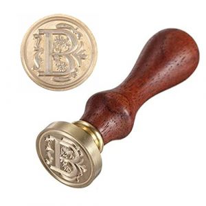 Anawakia Tampon à cacheter de style vintage - Sceau de cire A-Z avec manche en bois - Tige décorative pour lettres - 26 lettres DIY - Tampon de cire en bois (B) (Anawakia, neuf)