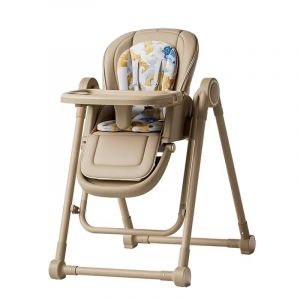 Chaise haute bébé avec Plateau repas, 2 en 1 Chaise Haute bébé Pliable, Balancelle, 6 Positions d'Inclinaison, Réglable en Hauteur, 4 Roue Verrouillable, pour 6 mois-3 ans, Harnais 5 Points (Brun) (MISOO MISU, neuf)