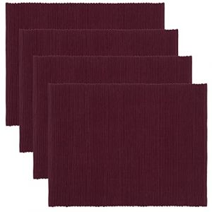 LINUM UNI Set de Table Lot de 4 35x46 cm, Coton Côtelé, Lavable en Machine, Aubergine (LINUM, neuf)