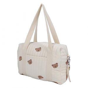 Sac de Poussette pour bébé, Sac à Carreaux Multifonctionnel avec Fermeture éclair Brodée, Sac à Main Réutilisable, Sac à Couches (Sac Ours) (Tenyse, neuf)