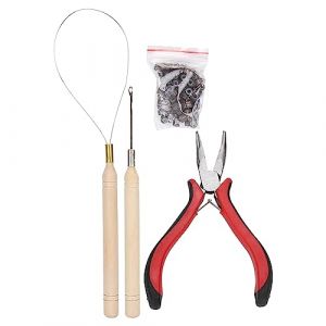 [100 pièces] Ensemble d'Extension de Cheveux Anneau Boucle Perles Silicone Pince à Anneau de Cheveux pour Extensions Extension de Cheveux (Geiyuar, neuf)