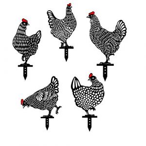 Ornement de D&eacute;coration de Plancher de Pelouse de Jardin d'art de Jardin de Poulet, D&eacute;coration R&eacute;aliste de Statue de Poule, pour Le Jardin Ext&eacute;rieur (5 PCS) (Doncic077, neuf)