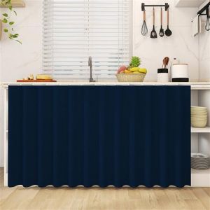 Odot Rideau Cuisine Court Anti-Poussi&egrave;re Avanc&eacute;e, Auto-adh&eacute;sif Rideaux Couleur Unie Courts sans Per&ccedil;age Rideau Fenetre Petit Occultant, pour Armoire, Cuisine, sous &Eacute;vier (Bleu Marine,120x80cm) (Odot, neuf)