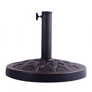 GOPLUS Pied de Parasol de Φ 38/48MM, Support de Parasol en Résine avec Finition Noire, Résine de Base de Parasol de Jardin Exterieur, Dalle Ronde de Parasol Résistant aux Intempéries (Augenstern24, neuf)