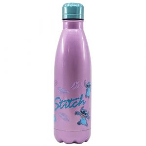 Elbenwald Bouteille d'eau Lilo & Stitch - 780 ml avec motif Aloha Hawaii, hauteur de 26,5 cm, bouteille d'eau avec bouchon à vis - Acier inoxydable/Violet (Elbenwald, neuf)