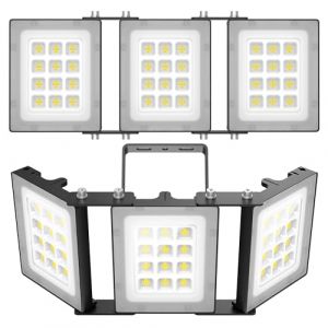 SOLLA-2025 Lite 150W LED projecteur extérieur, 15000LM, 6000K lumière du jour blanche IP66 imperméable, éclairage de sécurité extérieur réglable à 3 têtes pour les parkings, cours, jardins-Noir-2 Pack (SOLLA Outdoor Lighting, neuf)