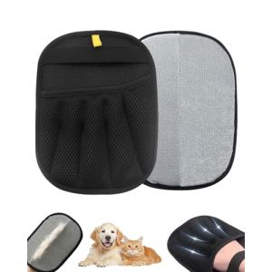 HUVZOR 2 Pi&egrave;ces Gant Anti Poils Animaux,R&eacute;utilisables Gant Poil de Chat，pour canap&eacute;, Meubles, Tapis, Rideaux, Poils d'animaux, Gants de toilettage pour Chats(noir) (Volumetech OU, neuf)