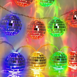MEISHANG 10 LED Guirlande Boule Lumineuse,Boule Disco,Guirlande Lumineuse Chambre Enfant-Paillettes Argent&eacute;es-Guirlande Sapin de Noel 150CM,Guirlande Lumineuse Int&eacute;rieur,Pour Chambre,Festif, No&euml;l (Add fuel to the fire, neuf)