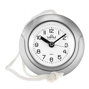MPM Quality Horloge de Salle de Bain Design en Plastique, Mouvement &agrave; Quartz, &Eacute;tanche 3-5 ATM, Argent, &Oslash; 135 mm, Convient pour Piscine et Cuisine (MPM TIME & PRIM, neuf)