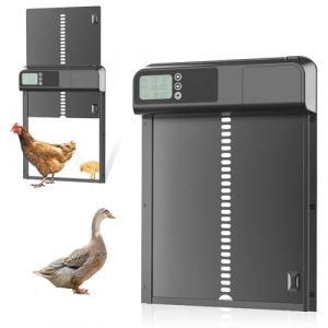 Alovez Porte Automatique De Poulailler avec Ascenseur Automatique Chronom&eacute;tr&eacute;, Fonction Anti-Pincement, Minuterie Nuit/Matin, &Eacute;tanche &Agrave; La Pluie Et &Agrave; l'eau, Longue Dur&eacute;e De Vie (Noir) (hexiaolonglong, neuf)