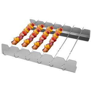 12 Pi&egrave;ces Brochette Barbecue, 30cm BBQ Brochettes avec Support, Kit Brochettes, Brochette Barbecue Inox, Brochettes Inox pour Barbecue, R&eacute;utilisables Pique a Brochette Inox, pour Griller La Viande (TCCTBH, neuf)