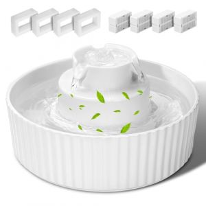 Fontaine &agrave; Eau en c&eacute;ramique pour Chat, 2,1 L, Distributeur d'eau en Porcelaine avec 4 filtres de Rechange et &eacute;ponge, Bol d'eau Automatique pour Chien avec Pompe Ultra silencieuse, Fournitures (putianshichengxiangqulinmeiximaoyiyouxiangongsi, neuf)