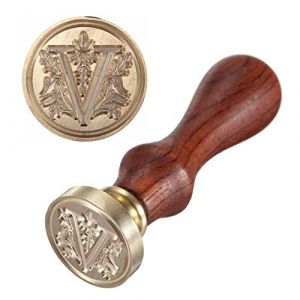 Anawakia Tampon en cire style vintage, ensemble de sceaux A-Z, sceau d&eacute;coratif, manche en bois, lettre de 26 lettres, DIY, tampon en cire sur bois, 1 pi&egrave;ce (V) (Anawakia, neuf)