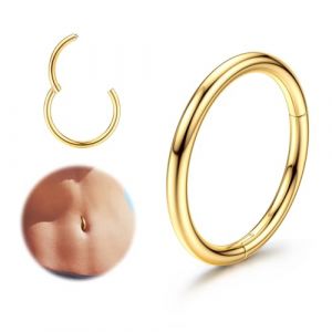 FIOROYAL 14G Piercing Nombril Anneaux Acier Chirurgical Piercing Hélix Hypoallergénique Piercing au Nombril Grossesse Argent Or Conch Piercing Anneaux Septum - 8MM/10MM/12MM AG8 (Onimoy Store, neuf)