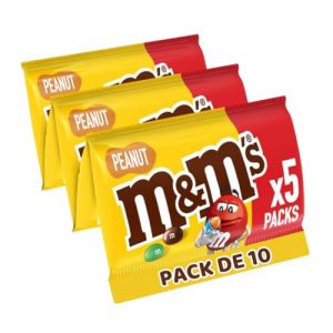M&M'S PEANUT - Bonbons Chocolat au Lait & Cacahuètes - Lot de 10x5 sacs de 36g- 1,80Kg (PENNGUIN-FR, neuf)