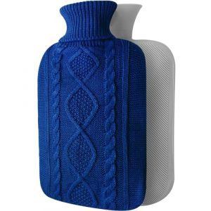 OliviaLiving Bouillotte avec housse &ndash; Housse en tricot souple de qualit&eacute; sup&eacute;rieure &ndash; Grande capacit&eacute; de 2 L &ndash; Poche d'eau chaude pour crampes menstruelles, soulagement des douleurs au cou et aux (OLIVIA LIVING, neuf)
