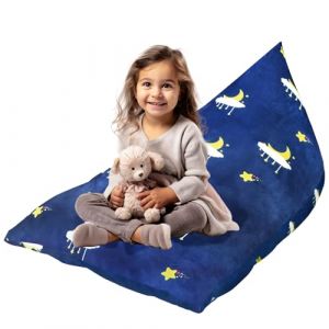 KOLACEN Sac de Rangement pour Enfants Pouf Poire Peluche pour Enfants Chambre d'enfant Canap&eacute; Pliable Grande Capacit&eacute; Pouf pour Enfants et Adultes Bleu Ciel &Eacute;toil&eacute; (KOLACEN Tech, neuf)