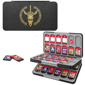 MoKo &Eacute;tui pour Cartes de Jeu Compatible avec Nintendo Switch 2/Switch OLED 2021/Lite, Bo&icirc;te de Rangement en Silicone avec 48 Fentes Protection Organisateur Rangement, Noir (Fengchidianzi, neuf)