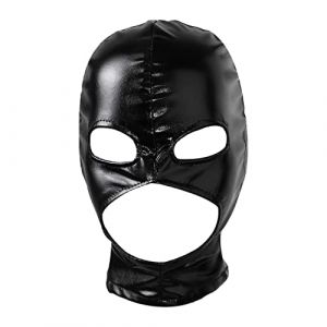 dPois Cagoule Sexy Latex 3D Protection Hiver Homme Femme Unisexe Visage Ski Moto Vélo Paintball Déguisement Halloween Costume Cosplay Assassin Carnaval Mascarade Ga Noir Taille unique (dPois eu, neuf)