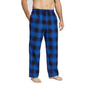 Jveyvth Pantalon de Pyjama Pour Homme, Pantalon de Nuit à Carreaux En Flanelle de Coton, Pantalons de Pyjama Avec Poches Et Braguette Boutonnée (CSEASY, neuf)