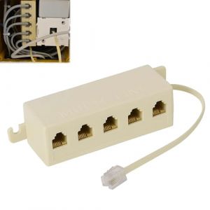 Huybaa cable RJ11, Adaptateur pour 1 entr&eacute;e et 5 sorties,adaptateur t&eacute;l&eacute;phone rj11 6p4c,R&eacute;partiteur t&eacute;l&eacute;phonique pour t&eacute;l&eacute;phone et fax,R&eacute;partiteur t&eacute;l&eacute;phonique, M&acirc;le &agrave; double rj11 (Elysian Ventures Korlatolt Felelossegu Tarsasag, neuf)