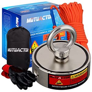 MUTUACTOR Aimant Neodyme Super Puissant Combine 400KG Force de Traction, Aimant Puissant Avec 20M Robuste Corde, Acheter Aimant Puissant Dans Jeu Pêche Magnetique pour la pêche magnétique et Le sauvet (Magnet-Collection, neuf)