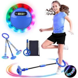 Swing Wheel avec roue lumineuse, Swing Wheel avec compteur, toupie pour enfants, anneau clignotant, pliable, cadeau pour filles 3 ans (bleu/1 pi&egrave;ce) (HUOHUOHUO, neuf)