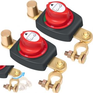 TZEKING 2PCS R&eacute;glable 180&deg; Isolateur Interrupteur de Batterie,Interrupteurs de Batterie 12-48V,Interrupteur de D&eacute;connexion de Batterie &eacute;tanch,Commutateur de D&eacute;connexion de Batterie,pour Moto,Bateau (ZeeWee, neuf)