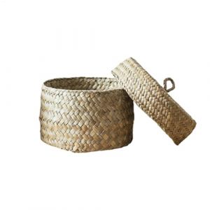 Boite Osier Avec Couvercle, Boîte Ronde En Jonc De Mer, Boîte Ronde En Jonc De Mer Avec Couvercle, Panier En Osier Avec Couvercle Pour Petites, Panier De Rangement En Rotin Avec Couvercle (chakuxt, neuf)