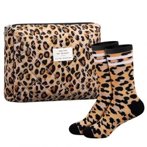Sintege 2 Pi&egrave;ces Cadeaux L&eacute;opard avec Chaussettes de Tennis et Trousse de Maquillage &agrave; Imprim&eacute; L&eacute;opard Cadeaux Leoprint pour Femmes, M&egrave;res et S&oelig;urs (Yayakneen, neuf)