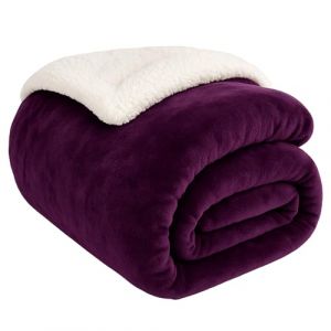 EDS Couverture polaire Sherpa double face en tissu peluche extra doux thermique pour lit et canap&eacute; pour am&eacute;liorer le sommeil pour lit King size Aubergine 200 x 240 cm (247traders, neuf)