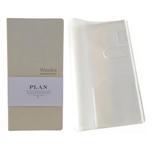 Agenda de poche mensuel hebdomadaire non dat&eacute; 144 pages Beige avec couverture (Factory806, neuf)
