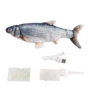Tiardey 1 PCS &Eacute;lectrique Poisson Chat Jeu Cataire en Peluche Simulation Poisson Chats D'int&eacute;rieur Animaux Flopping/Mouvement Chat Chien Poisson Chaton pour Oreiller &Agrave; M&acirc;cher Bite Kick Chat Interactif (Tiardey, neuf)