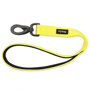 Prime améliorée Laisse Courte en Nylon Robuste 45CM avec poignée rembourrée Confort pour Chiens de Grande Taille, garçons et Filles de Taille Moyenne - Formation Quotidienne. (Jaune éclairant) (Hyhug Pets, neuf)