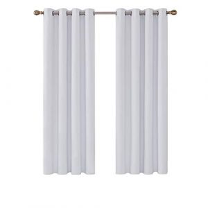 Deconovo Rideaux Occultants Isolant Thermique Anti Froid, Rideaux pour Salon et Chambre, Design Moderne à Oeillets, 117×160 CM (Largeur x Hauteur), Blanc Pâle Gris, 2 Pièces (Deconovo-Home, neuf)