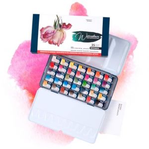 Kit Aquarelle Peinture &ndash; 35 x Godet Aquarelles Professionnelle Extra Fine Botanique | Palette Aquarelle Adulte Portable pour Voyage et L&rsquo;atelier D&rsquo;artiste | Coffret en M&eacute;tal (Optio Cycle GmbH, neuf)