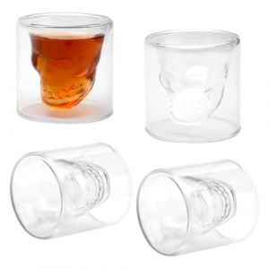 DAWRIS Verres T&ecirc;te de Mort Set de 4 Skull Head Design Verre &agrave; pour Vodka Verre &agrave; Whisky Verre a Whisky (75 ML) (shenghongdianzi, neuf)