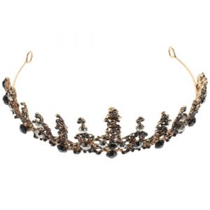 SMASOLO Couronne de Mari&eacute;e Baroque Noire en Alliage Accessoire de Coiffure &Eacute;l&eacute;gant pour Robe de Mari&eacute;e Tiare Vintage pour Mariage Bal et F&ecirc;te (SEASOON, neuf)