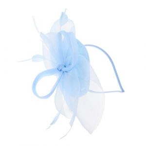 HOMOCONO Chapeau Fascinateur de Mari&eacute;e en R&eacute;sille L&eacute;g&egrave;re Plumage Bandeau Cheveux Femme Bleu Clair Accessoire &Eacute;l&eacute;gant pour Mariage Go&ucirc;ter et C&eacute;r&eacute;monie Fascinateurs Mariage Ciel Coiffe (FFanR, neuf)