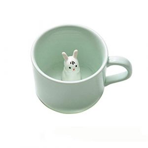 Tasse &agrave; caf&eacute; mignonne,Tasses en c&eacute;ramique de th&eacute; au lait Kawaii,Cadeau de tasse du matin animal 3D pour Mariages,Anniversaires (Lapin) (MengCat, neuf)