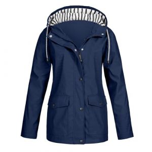 MOKBAY Coupe Vent Impermeable Veste Bleu fonc&eacute; Manteau Ski Femme V&ecirc;tements de Sport pour Capuche Matelass&eacute; Sport Automne Imperm&eacute;able Femme avec Capuche Longue Veste Pluie Moto Bleu fonc&eacute; 5XL (MOKBAY, neuf)