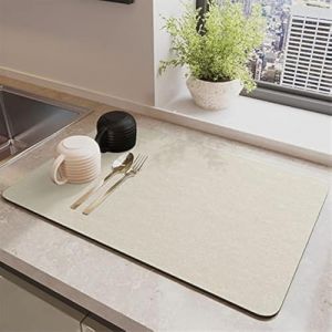 Morbuy Tapis &Eacute;gouttoir Absorbant &Eacute;vier, 40x50cm Tapis de Machine &agrave; Caf&eacute;, Silicone Antid&eacute;rapant Tapis Vaisselle, Egouttoir S&eacute;chage Rapide, Tapis De Sechage Vaisselle pour Cuisine, Bar Et &Eacute;vier (Beige) (Morbuy, neuf)