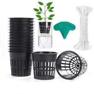 ORIMERC Lot de 15 Pots en Filet de 10.2 cm avec m&egrave;che hydroponique de 4.5 m pour Aquarium Mason Jar Seaux Insert Orchid&eacute;e Kratky L&eacute;gumes Jardinage Jardinage Paniers en Maille ajour&eacute;e Bord Large (ORIMERC Garden, neuf)