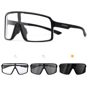 Lunette de Cyclisme Photochromique Homme Lunette V&eacute;lo Route TR90 Cadre Lunette VTT Femme Transparente Lunette Cycliste Protection UV400 pour le cyclisme, la course &agrave; pied et les sports de plein air (RTUOHUIN Direct, neuf)