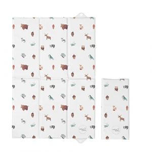 Ceba Deluxe 125863 Matelas à langer pliable unisexe avec fermeture à bouton-pression 40 x 60 cm (ouvert) – Animaux de la forêt, blanc (Viculii, neuf)